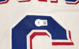 Texas Rangers Josh Jung Autographed White Nike Jersey Size 2XLT "23 WS Champs" Beckett BAS Witness Stock #236687