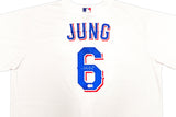 Texas Rangers Josh Jung Autographed White Nike Jersey Size 2XLT Beckett BAS Witness Stock #236689