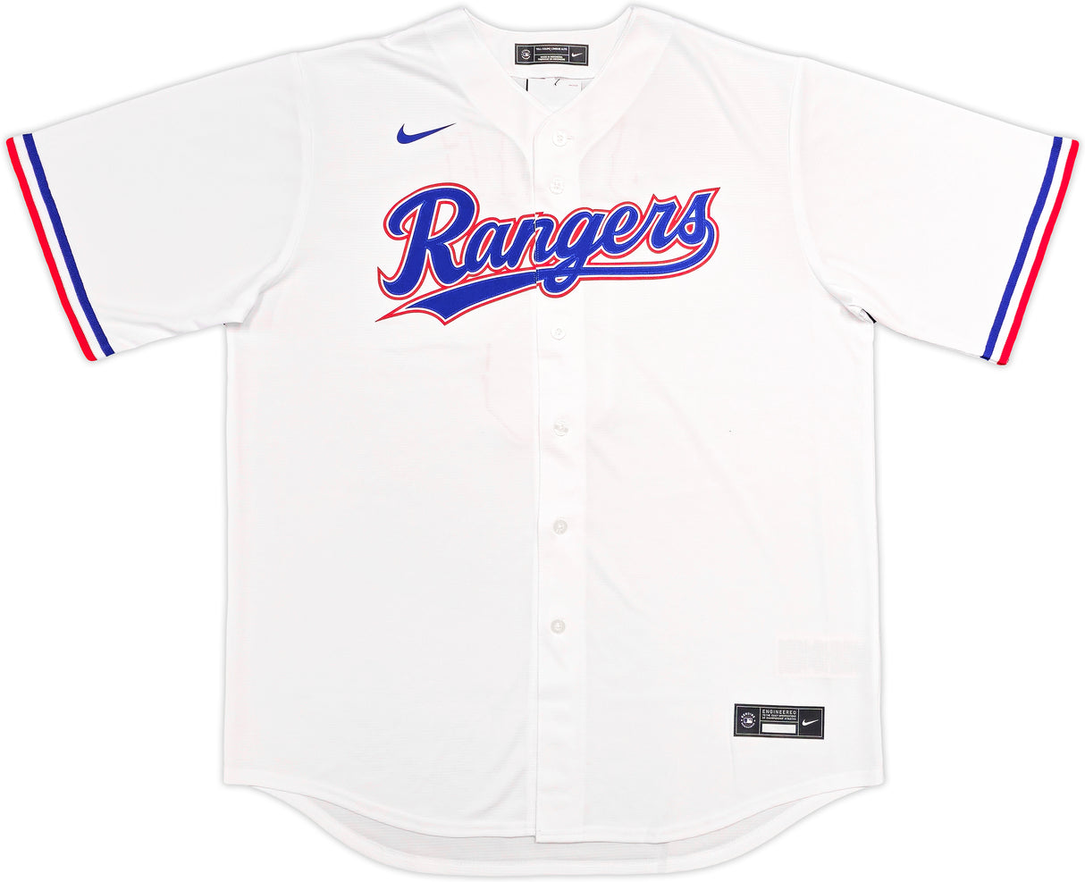 Texas Rangers Josh Jung Autographed White Nike Jersey Size 2XLT Beckett BAS Witness Stock #236689