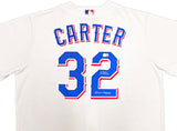 Texas Rangers Evan Carter Autographed White Nike Jersey Size XLT "23 WS Champs" Beckett BAS Witness Stock #236695