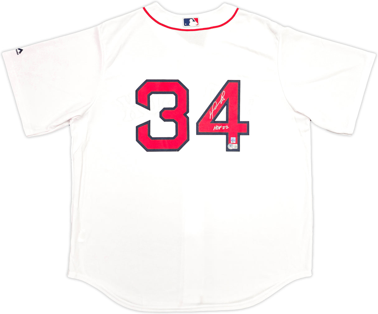 Boston Red Sox David Ortiz Autographed White Majestic Cool Base Jersey Size XL "HOF 22" Beckett BAS Witness Stock #236703