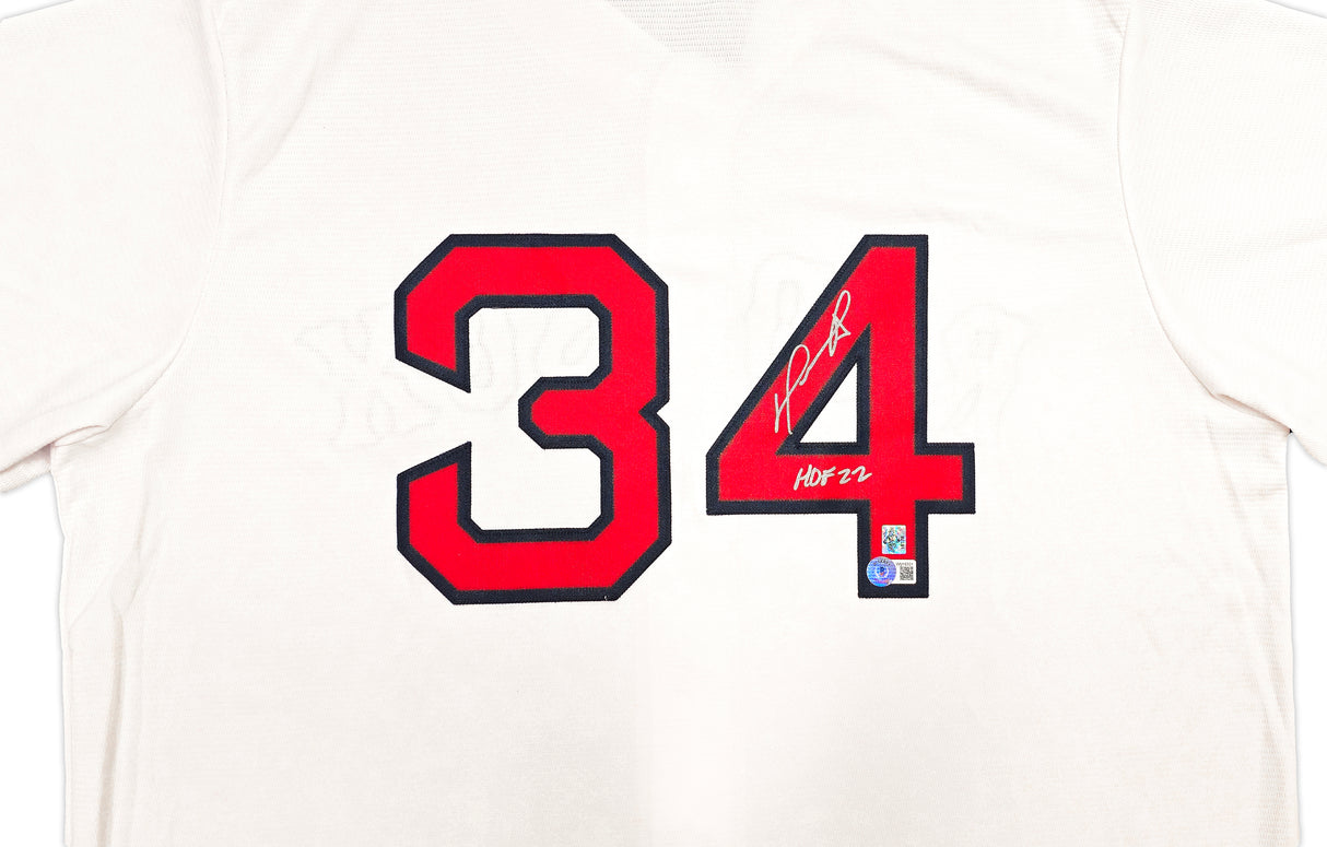 Boston Red Sox David Ortiz Autographed White Majestic Cool Base Jersey Size XL "HOF 22" Beckett BAS Witness Stock #236703