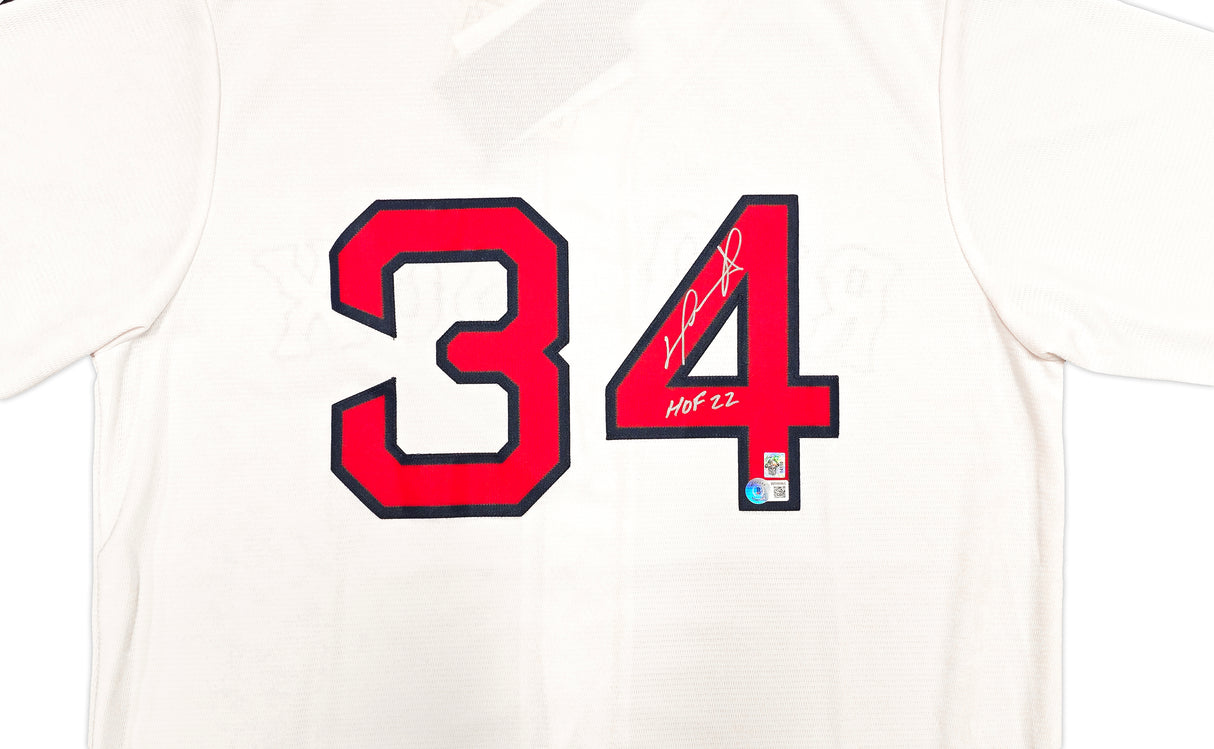 Boston Red Sox David Ortiz Autographed White Majestic Cool Base Jersey Size L "HOF 22" Beckett BAS Witness Stock #236702