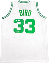 Boston Celtics Larry Bird Autographed White Jersey Beckett BAS Witness Stock #236681