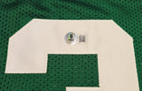 Boston Celtics Larry Bird Autographed Green Jersey Beckett BAS Witness Stock #236680