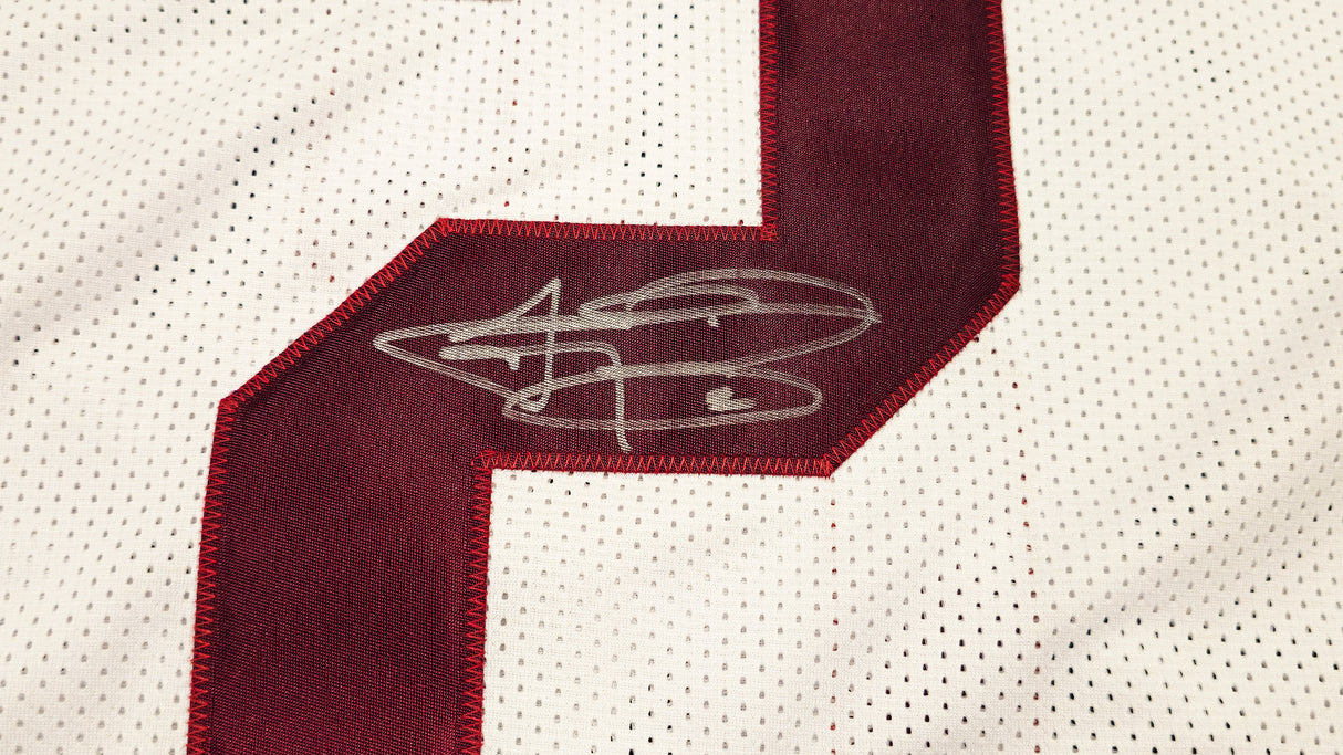 Texas A&M Aggies Johnny Manziel Autographed White Jersey "12 Heisman" JSA Stock #237093