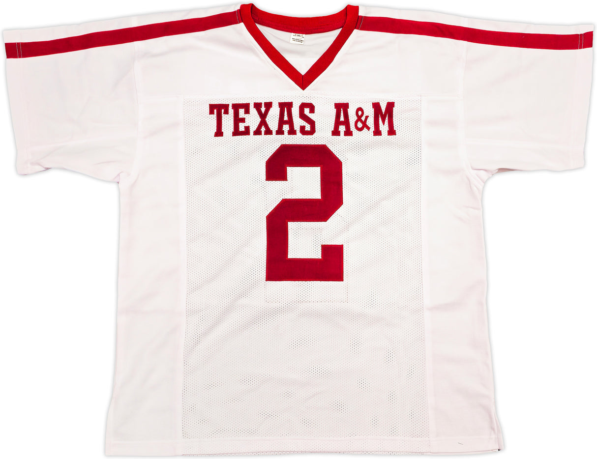 Texas A&M Aggies Johnny Manziel Autographed White Jersey "12 Heisman" JSA Stock #237093