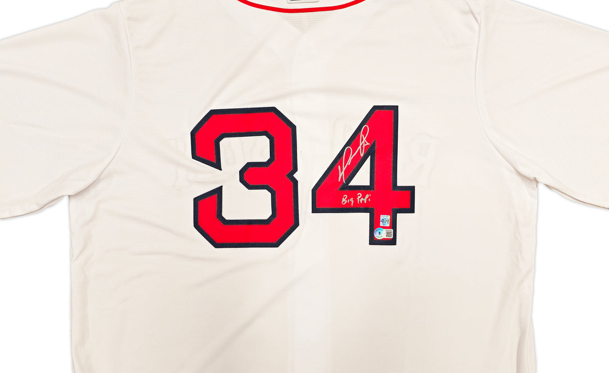 Boston Red Sox David Ortiz Autographed White Majestic Cool Base Jersey Size XL "Big Papi" Beckett BAS Witness Stock #236705