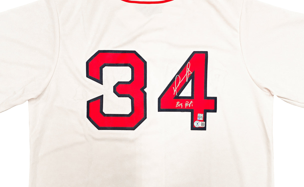 Boston Red Sox David Ortiz Autographed White Majestic Cool Base Jersey Size L "Big Papi" Beckett BAS Witness Stock #236704