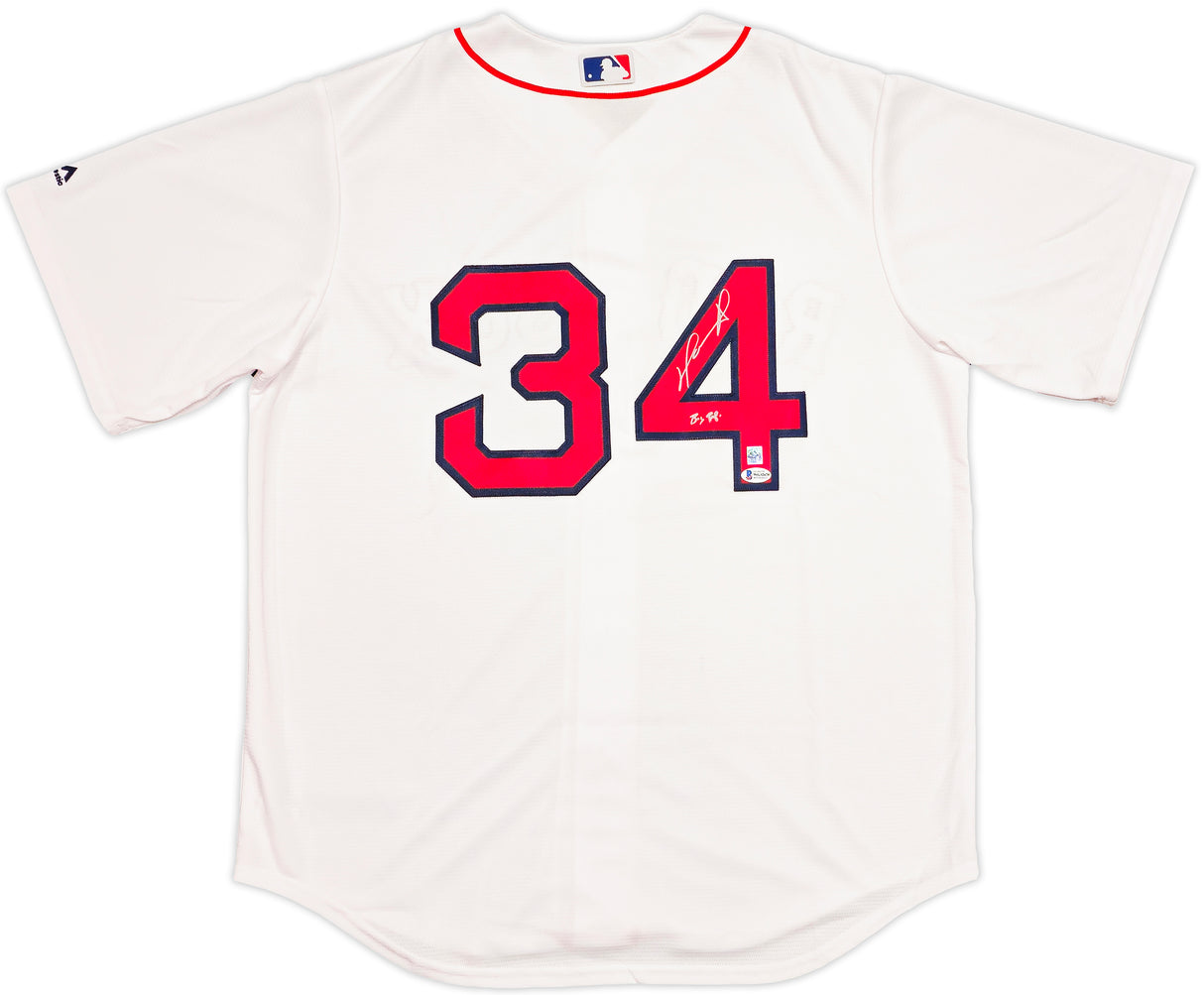 Boston Red Sox David Ortiz Autographed White Majestic Cool Base Jersey Size L "Big Papi" Beckett BAS Witness Stock #236706