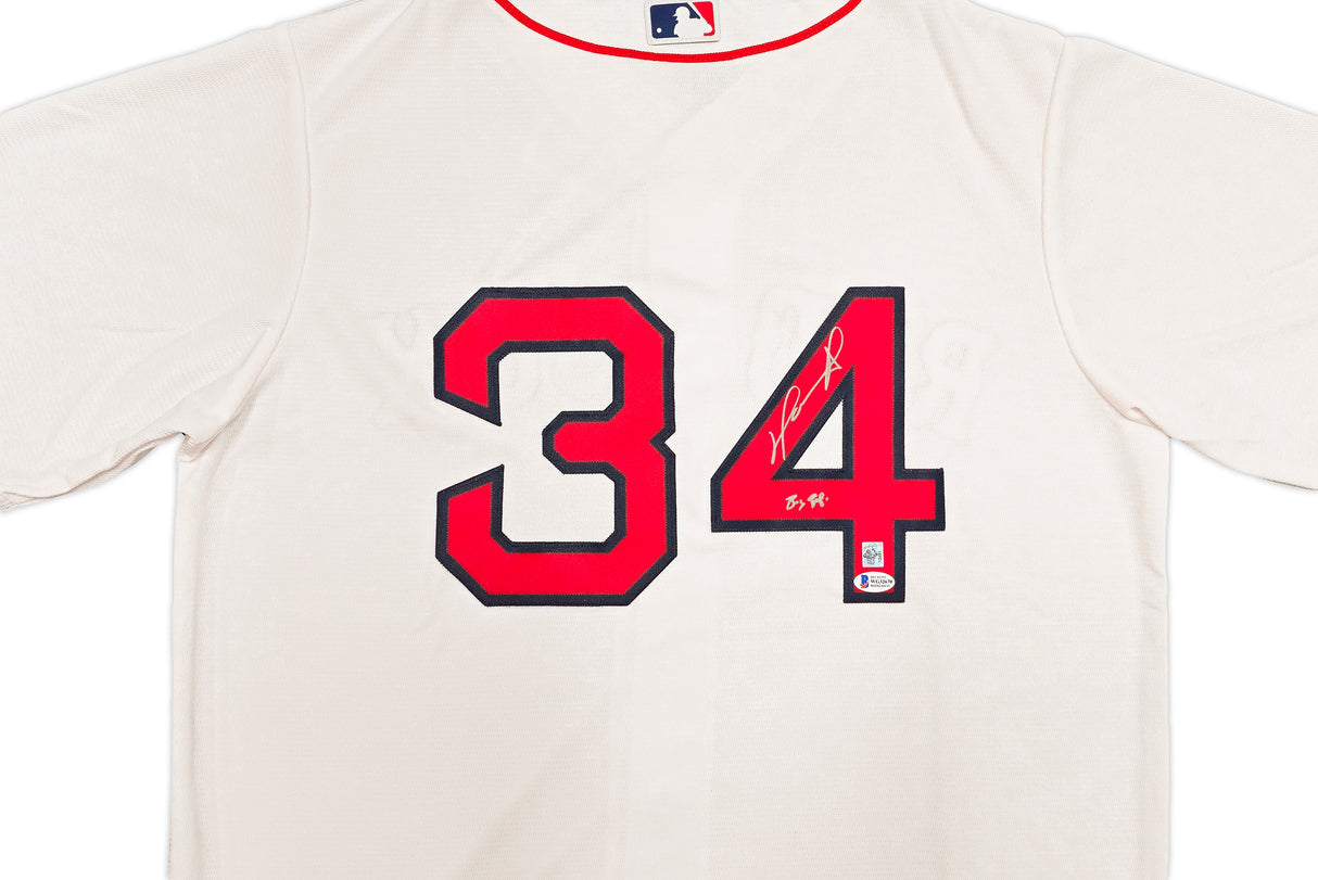 Boston Red Sox David Ortiz Autographed White Majestic Cool Base Jersey Size L "Big Papi" Beckett BAS Witness Stock #236706