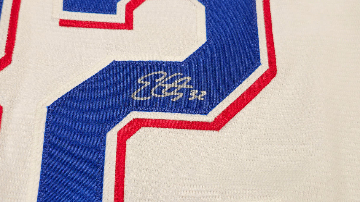 Texas Rangers Evan Carter Autographed White Nike Jersey Size 2XLT Beckett BAS Witness Stock #236692