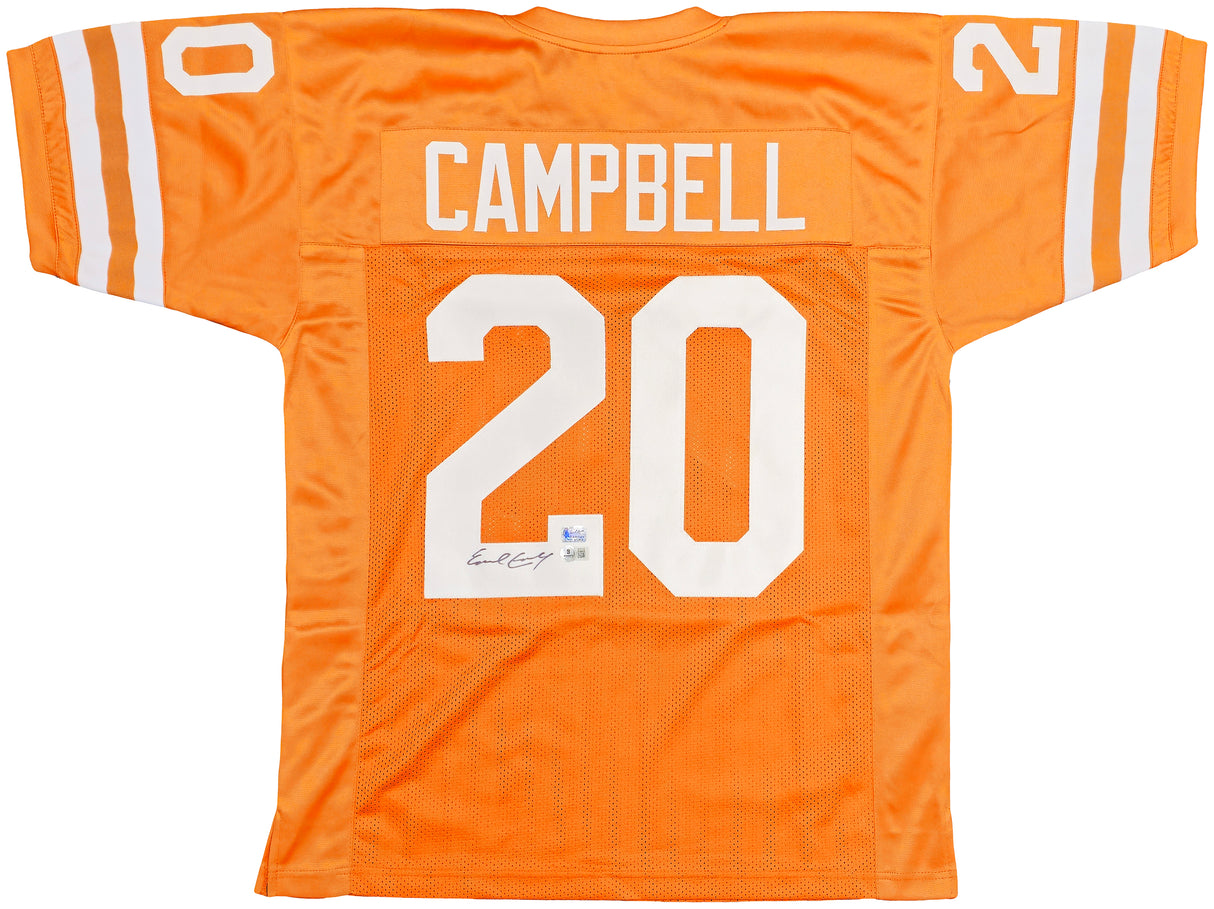 Texas Longhorns Earl Campbell Autographed Orange Jersey Beckett BAS QR Stock #237083