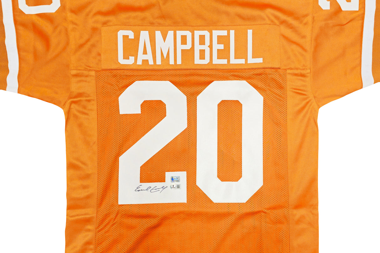 Texas Longhorns Earl Campbell Autographed Orange Jersey Beckett BAS QR Stock #237083