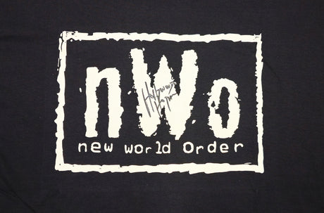 Hulk Hogan Autographed Black NWO T-Shirt WWE "Hollywood" JSA Stock #237068