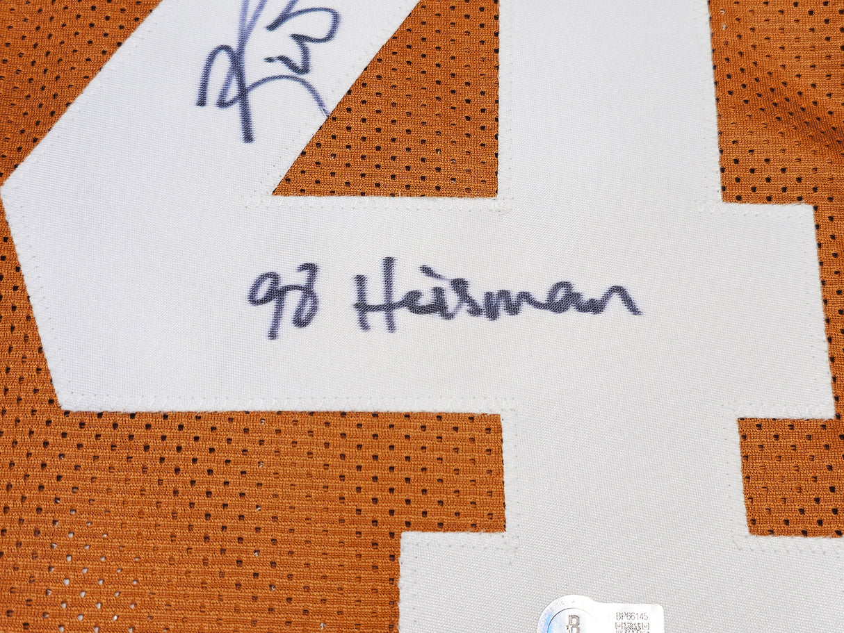 Texas Longhorns Ricky Williams Autographed Orange Jersey "98 Heisman" Beckett BAS QR Stock #237064