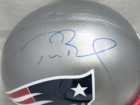 Tom Brady Autographed New England Patriots Silver Full Size Replica Helmet Fanatics Holo #B062648