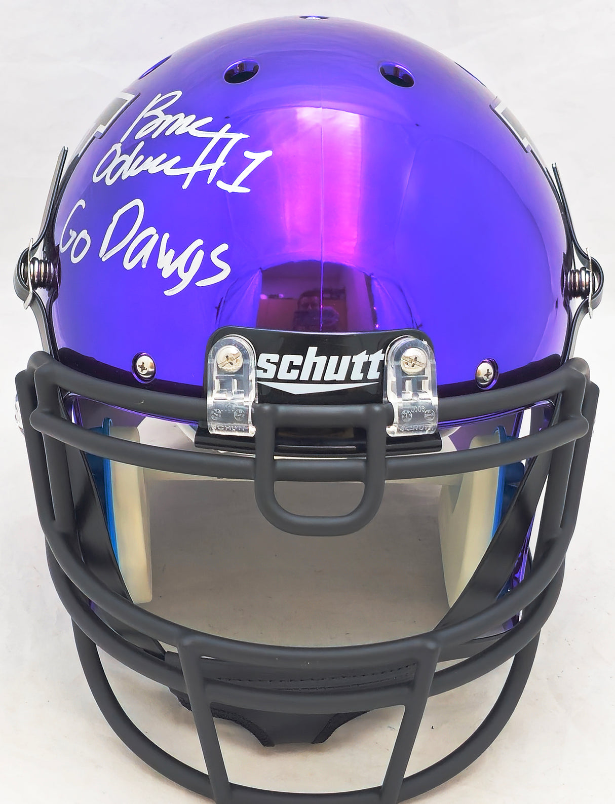 Rome Odunze Autographed Washington Huskies Chrome Purple Full Size Authentic Helmet "Go Dawgs" MCS Holo #82813