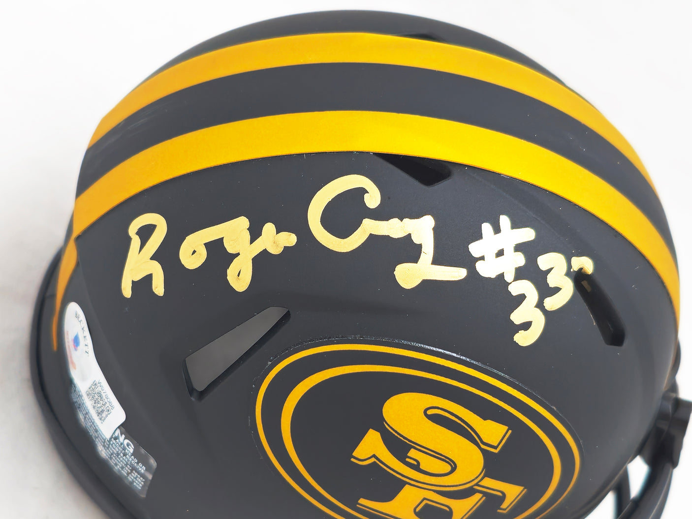 Roger Craig Autographed San Francisco 49ers Eclipse Black Speed Mini Helmet Beckett BAS Witness #W978088