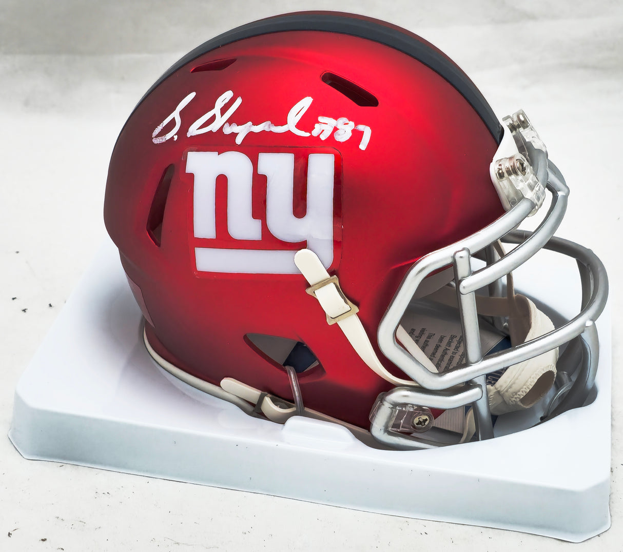 Sterling Shepard Autographed New York Giants Blaze Red Mini Helmet Beckett BAS #E02718