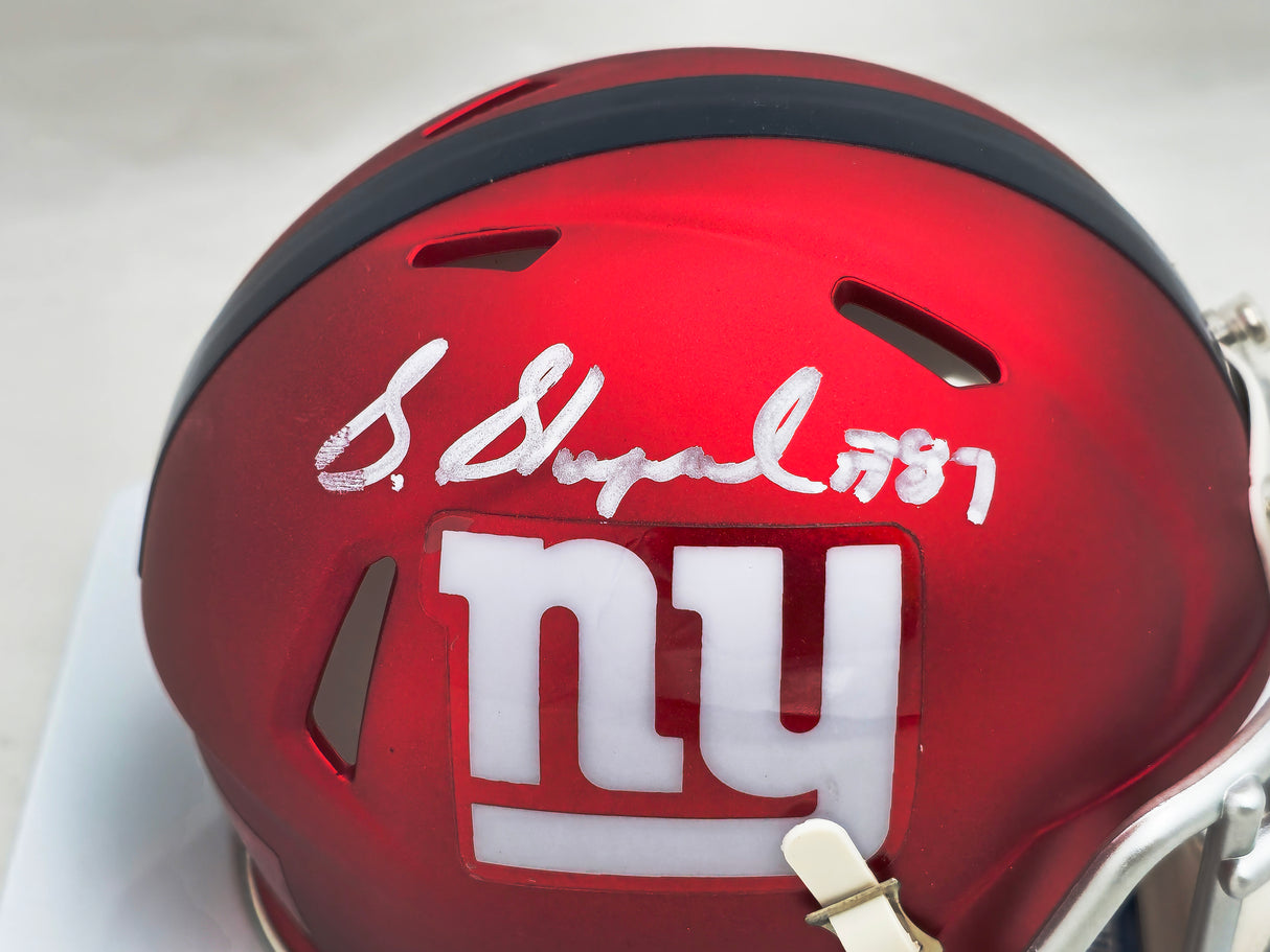 Sterling Shepard Autographed New York Giants Blaze Red Mini Helmet Beckett BAS #E02718