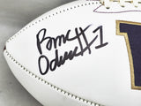 Rome Odunze Autographed Official Washington Huskies White Logo Football (Smudged) MCS Holo #82180