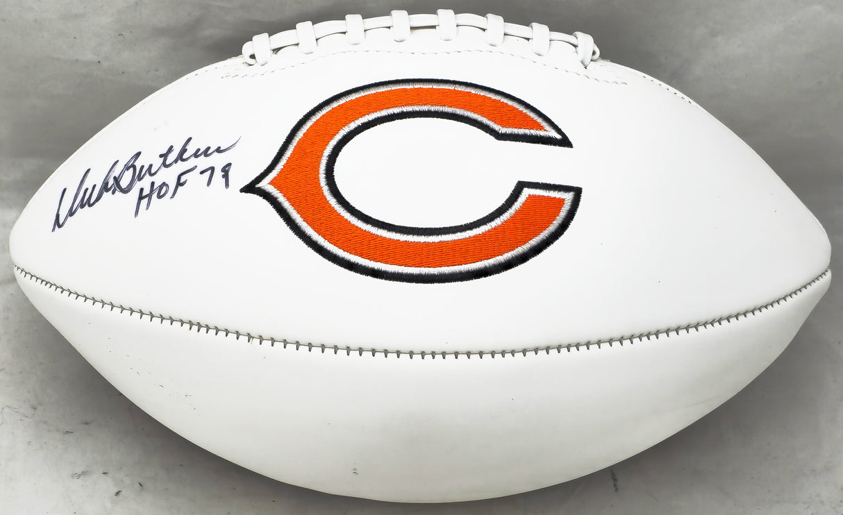 Dick Butkus Autographed Official Chicago Bears White Logo Football "HOF 79" Beckett BAS #U44054