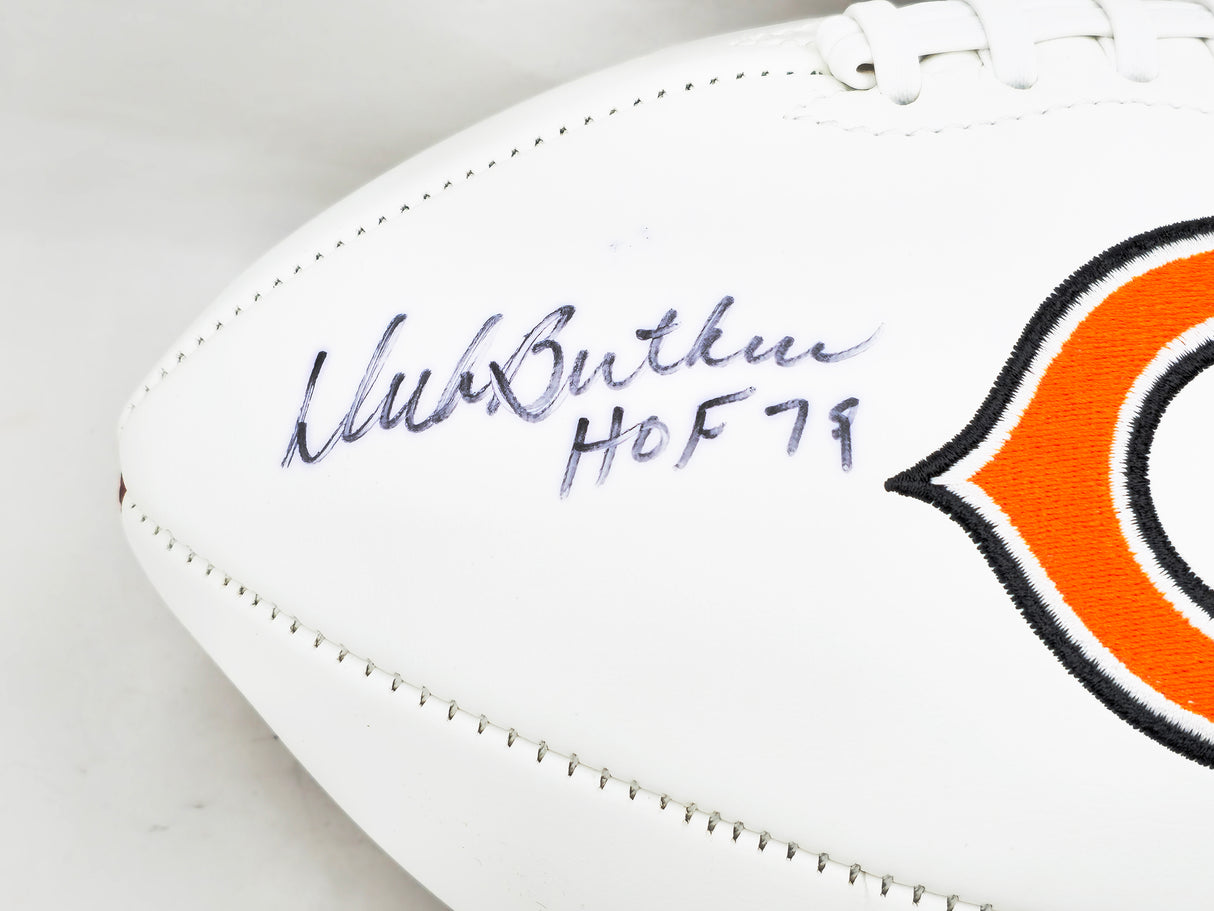 Dick Butkus Autographed Official Chicago Bears White Logo Football "HOF 79" Beckett BAS #U44054