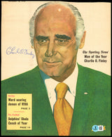 Charles Charlie Finley Autographed Sporting News Cover Oakland A's Owner Beckett BAS QR #BP55209