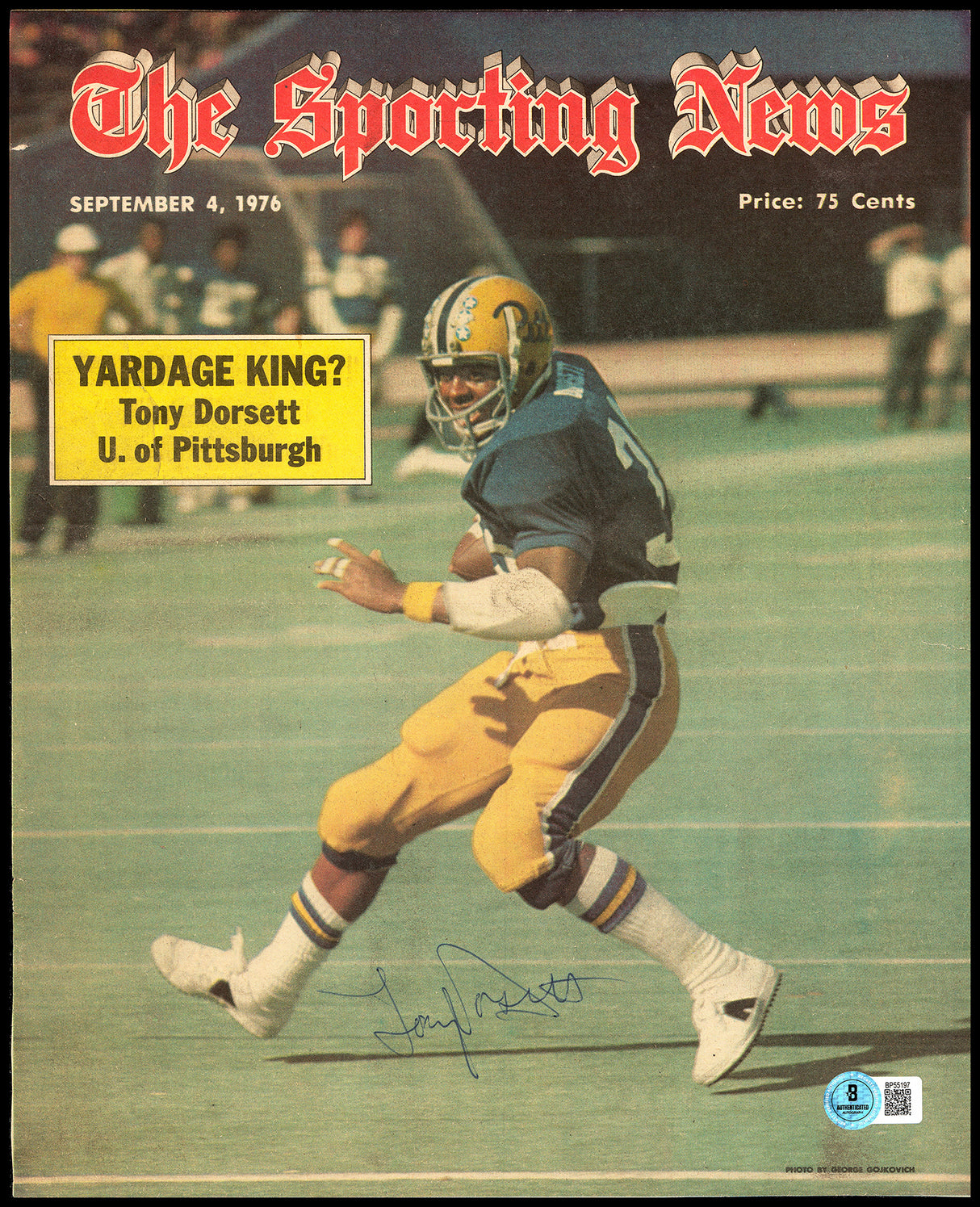 Tony Dorsett Autographed Sporting News Cover Pittsburgh Beckett BAS QR #BP55197