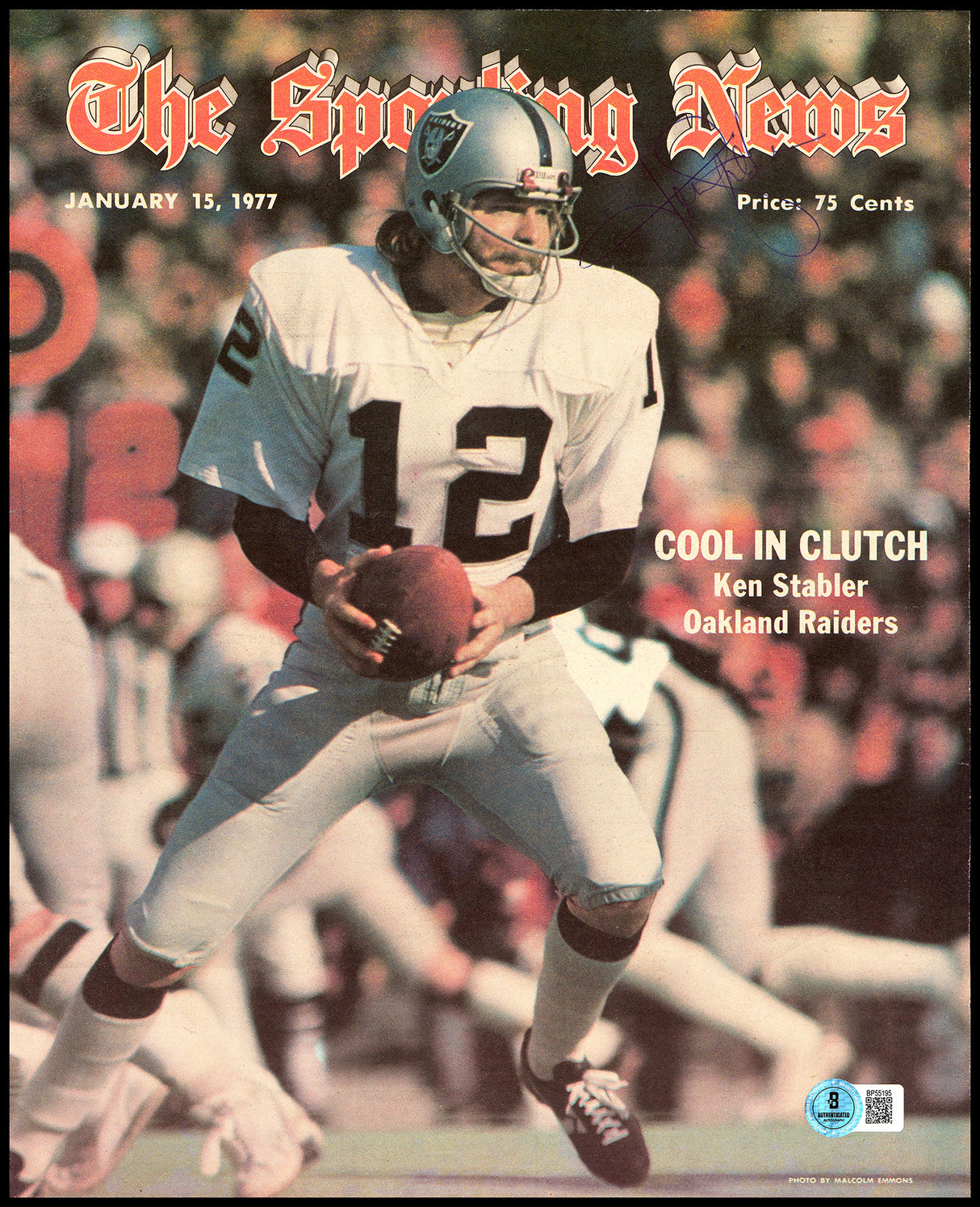 Ken Stabler Autographed Sporting News Cover Oakland Raiders Beckett BAS QR #BP55195