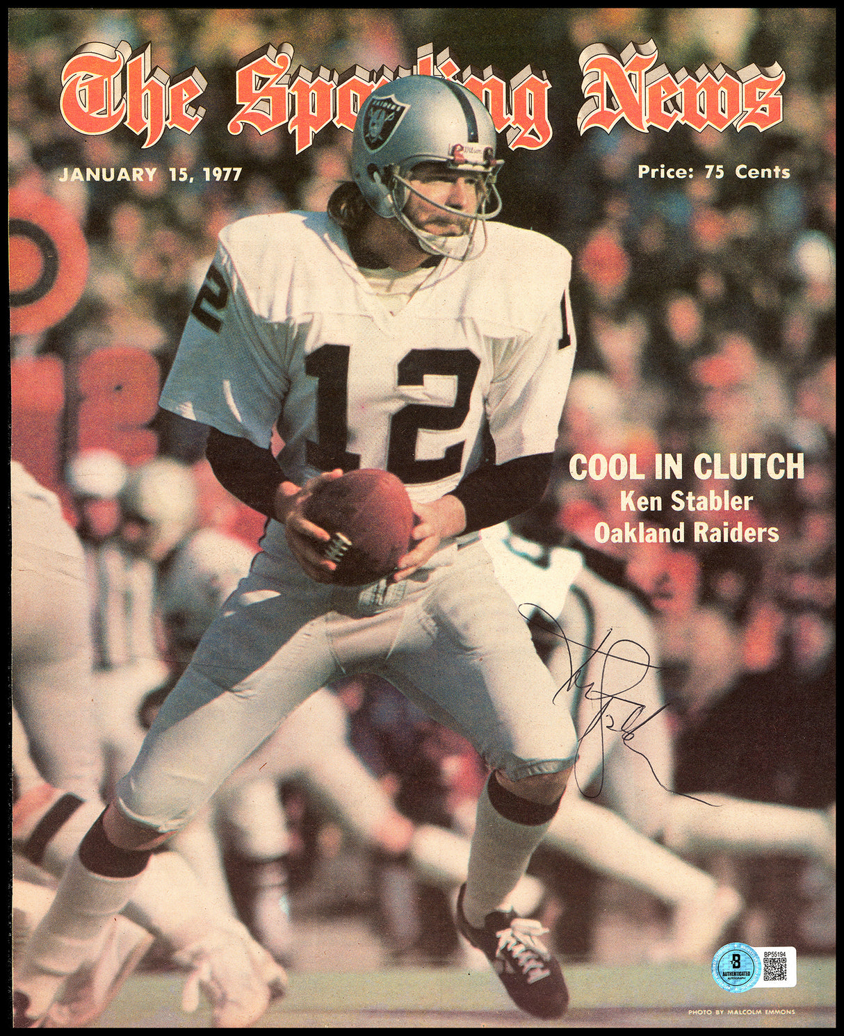 Ken Stabler Autographed Sporting News Cover Oakland Raiders Beckett BAS QR #BP55194