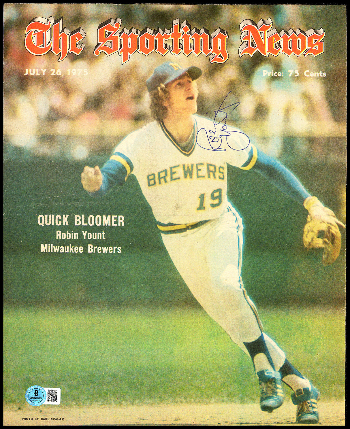 Robin Yount Autographed Sporting News Cover Milwaukee Brewers Beckett BAS QR #BP55187