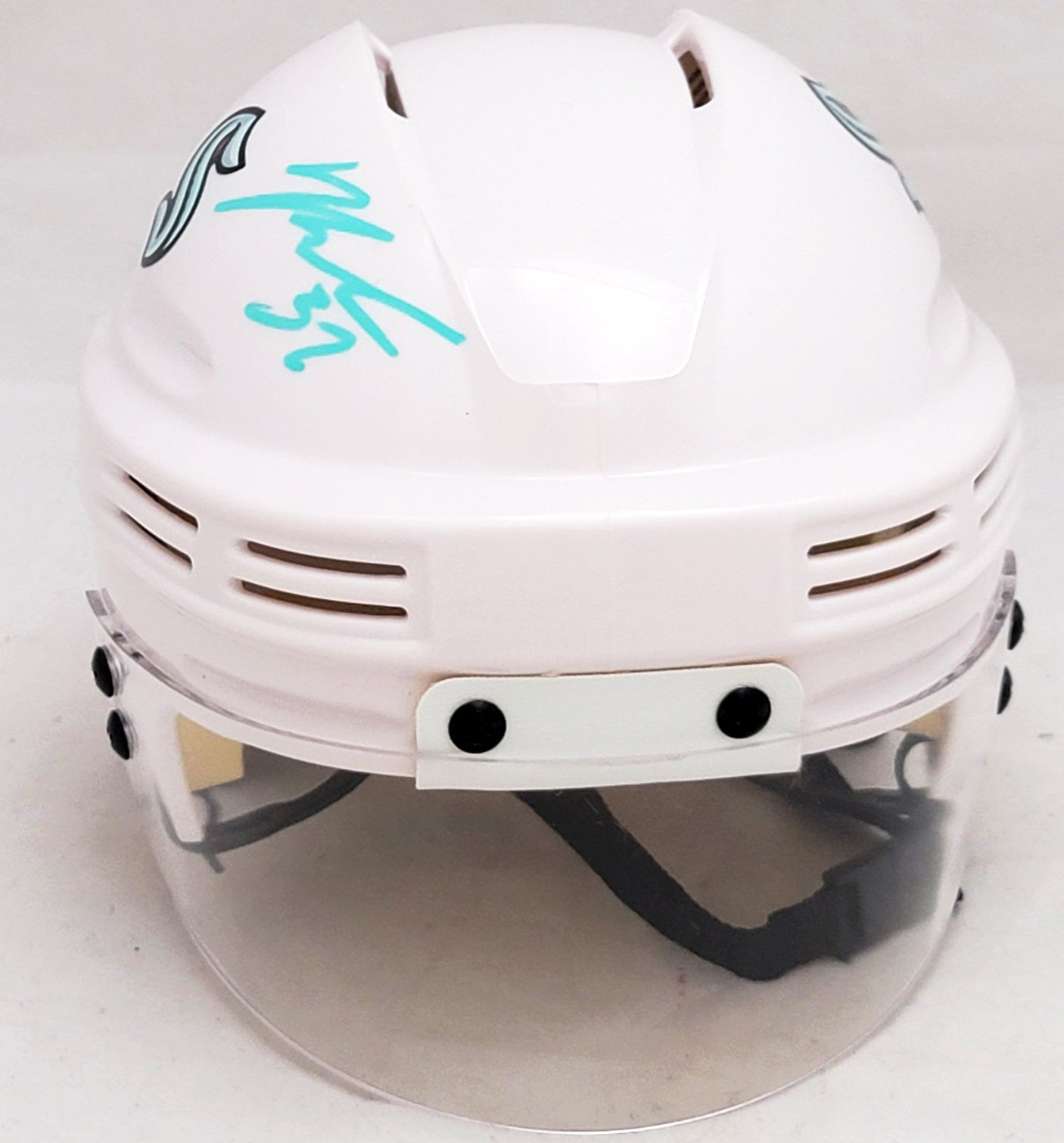 Yanni Gourde Autographed Seattle Kraken White Mini Helmet Fanatics Holo Stock #211607