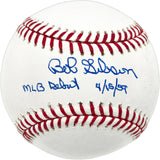 Bob Gibson Autographed Official MLB Baseball St. Louis Cardinals "MLB Debut 4/15/59" JSA #DD98752