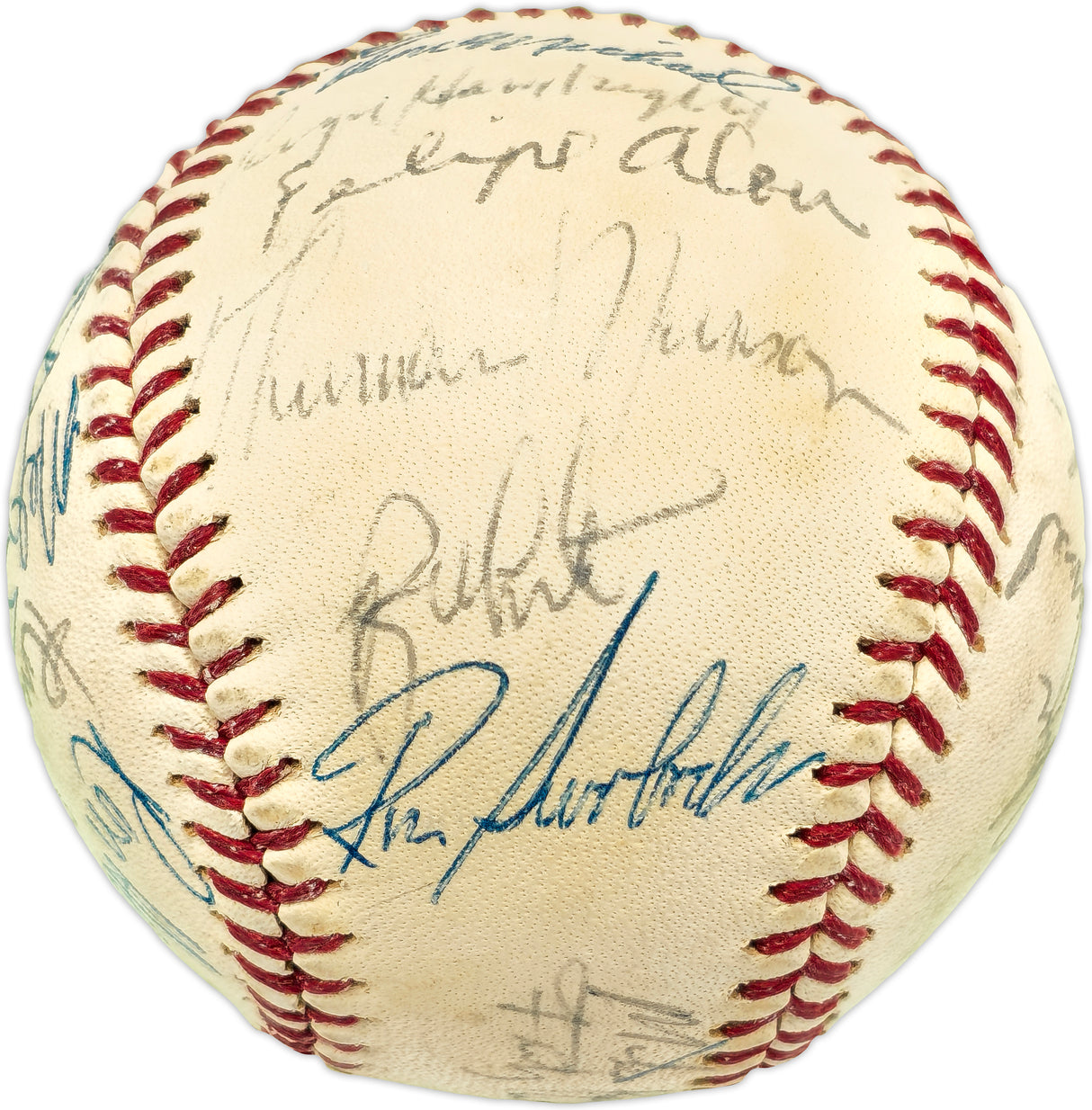 1971 New York Yankees Team Autographed Official Cronin AL Baseball With 17 Signatures Including Thurman Munson (Signed Twice) PSA/DNA #AO07206