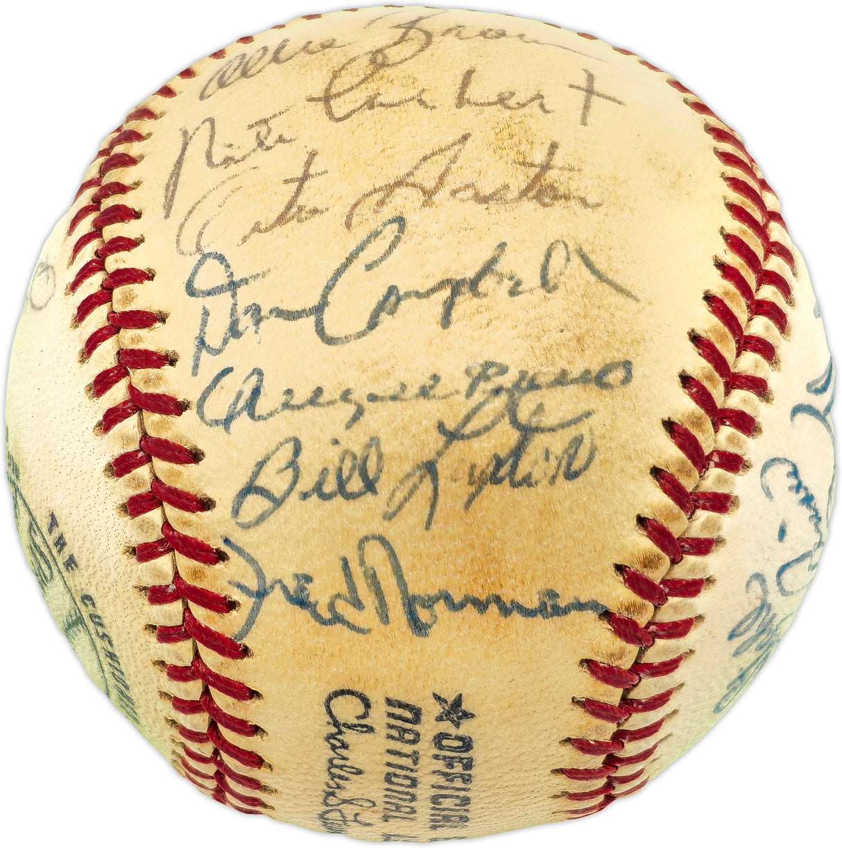 1971 San Diego Padres Team Autographed Official Feeney NL Baseball With 24 Signatures SKU #236106