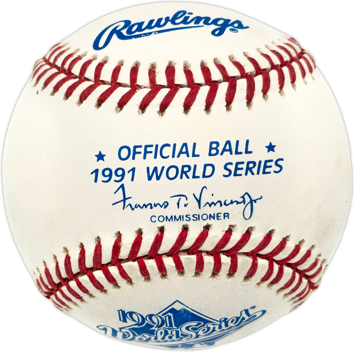 Gene Larkin Autographed Official 1991 World Series Logo MLB Baseball Minnesota Twins Beckett BAS QR #BN89819