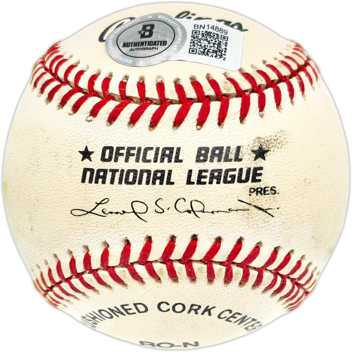 Pee Wee Reese Autographed Official NL Baseball Brooklyn Dodgers Beckett BAS QR #BN14889