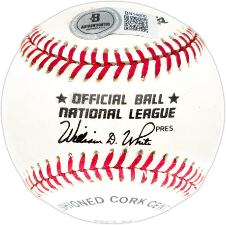 Pee Wee Reese Autographed Official NL Baseball Brooklyn Dodgers Beckett BAS QR #BN14890