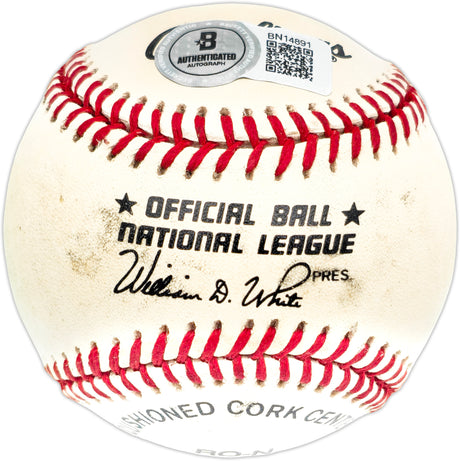 Pee Wee Reese Autographed Official NL Baseball Brooklyn Dodgers Beckett BAS QR #BN14891