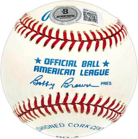 Pee Wee Reese Autographed Official AL Baseball Brooklyn Dodgers Beckett BAS QR #BN14892