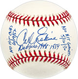 Carl Erskine Autographed Official NL Baseball Brooklyn Dodgers Stat Ball Beckett BAS QR #BN14928