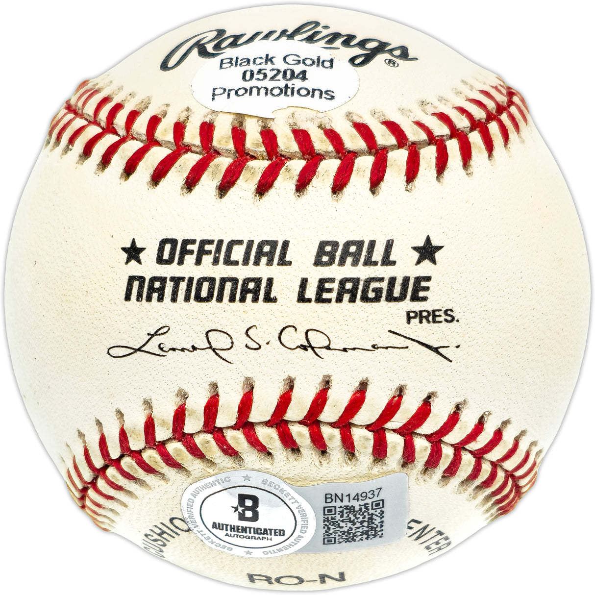 Ralph Kiner Autographed Official NL Baseball Pittsburgh Pirates "HOF 1975" Beckett BAS QR #BN14937