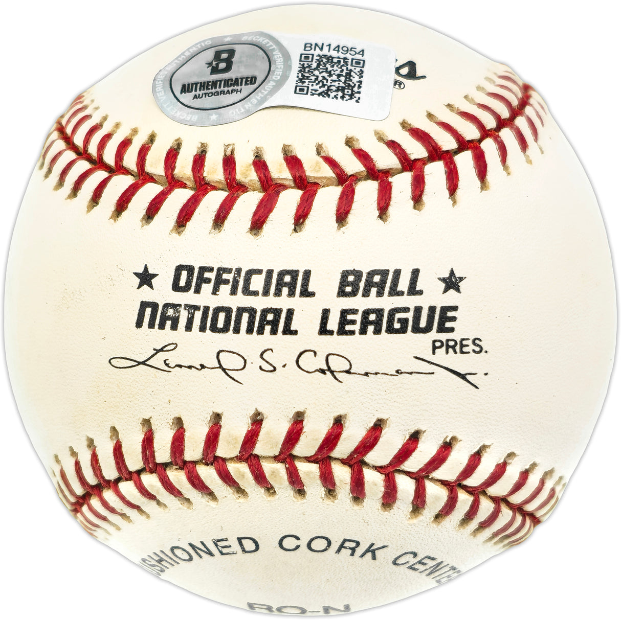 Wally Backman Autographed Official NL Baseball New York Mets "1986 WS Champs" Beckett BAS QR #BN14954