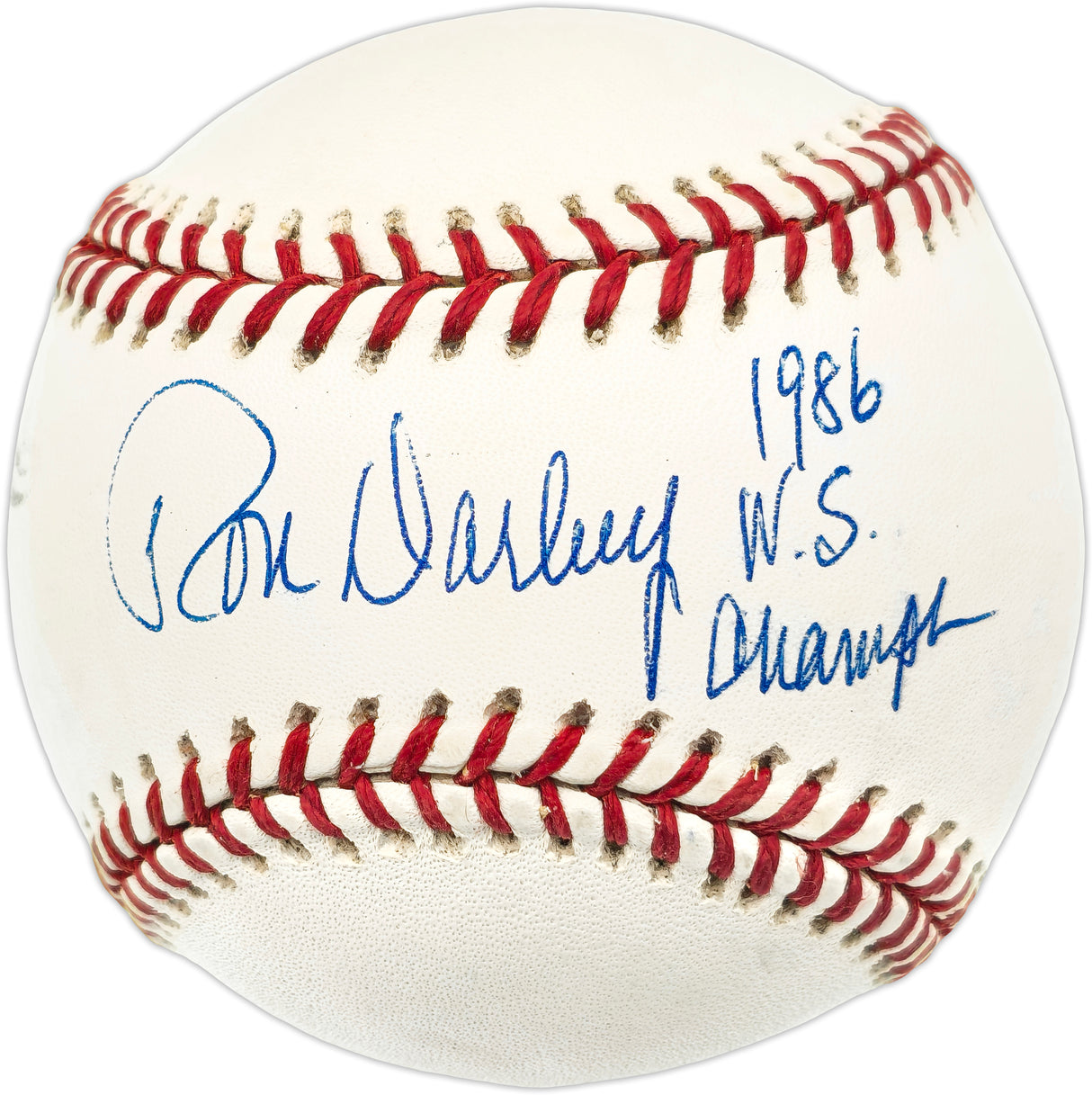 Ron Darling Autographed Official NL Baseball New York Mets "1986 WS Champs" Beckett BAS QR #BN14955