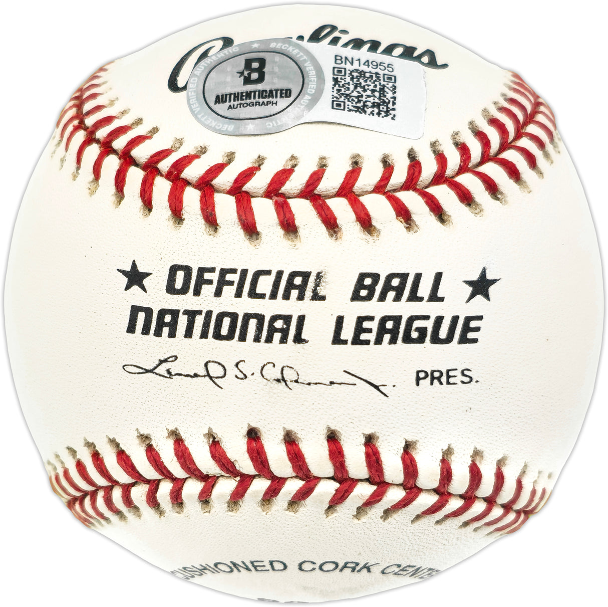 Ron Darling Autographed Official NL Baseball New York Mets "1986 WS Champs" Beckett BAS QR #BN14955