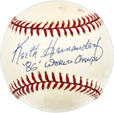 Keith Hernandez Autographed Official NL Baseball New York Mets "86 World Champs" Beckett BAS QR #BN14966