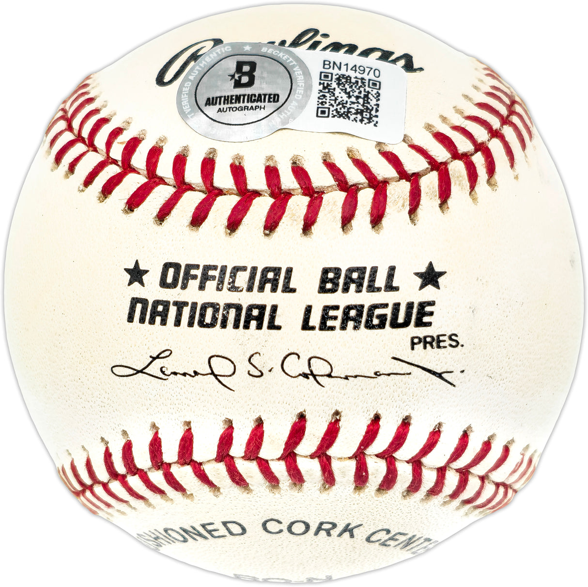 Ozzie Smith Autographed Official NL Baseball St. Louis Cardinals Beckett BAS QR #BN14970