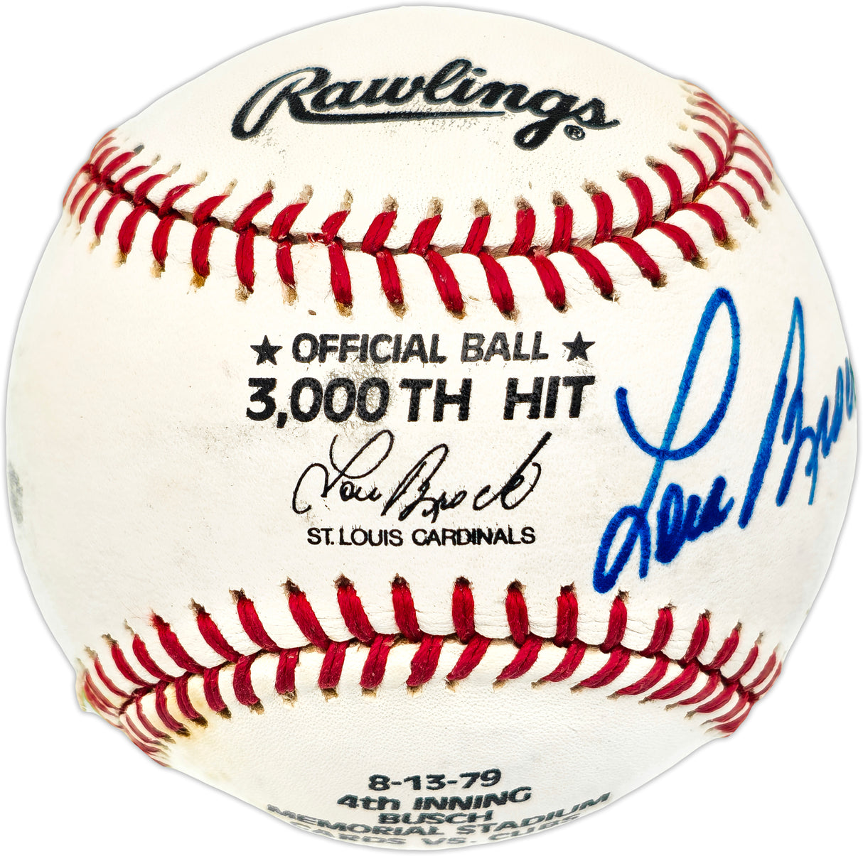 Lou Brock Autographed Official 3000 Hit Rawlings Baseball St. Louis Cardinals Beckett BAS QR #BN15004